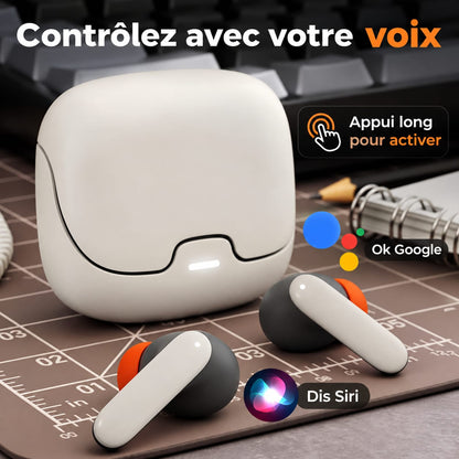 Écouteurs sans fil à réduction de bruit S36 ENC Faible latence Bluetooth 5.3 TWS Écouteurs stéréo pour iPhone Android HD Contrôle tactile