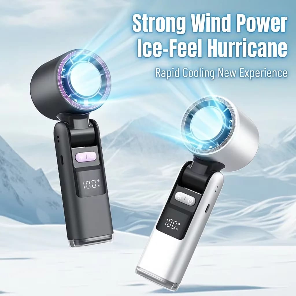 ❄️ MINI VENTILATEUR PORTABLE 3-EN-1 💨 Ventilation • ❄️ Effet Clim • 🔦 Lampe Torche