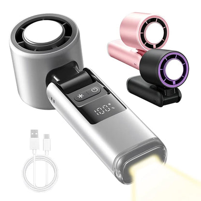 ❄️ MINI VENTILATEUR PORTABLE 3-EN-1 💨 Ventilation • ❄️ Effet Clim • 🔦 Lampe Torche